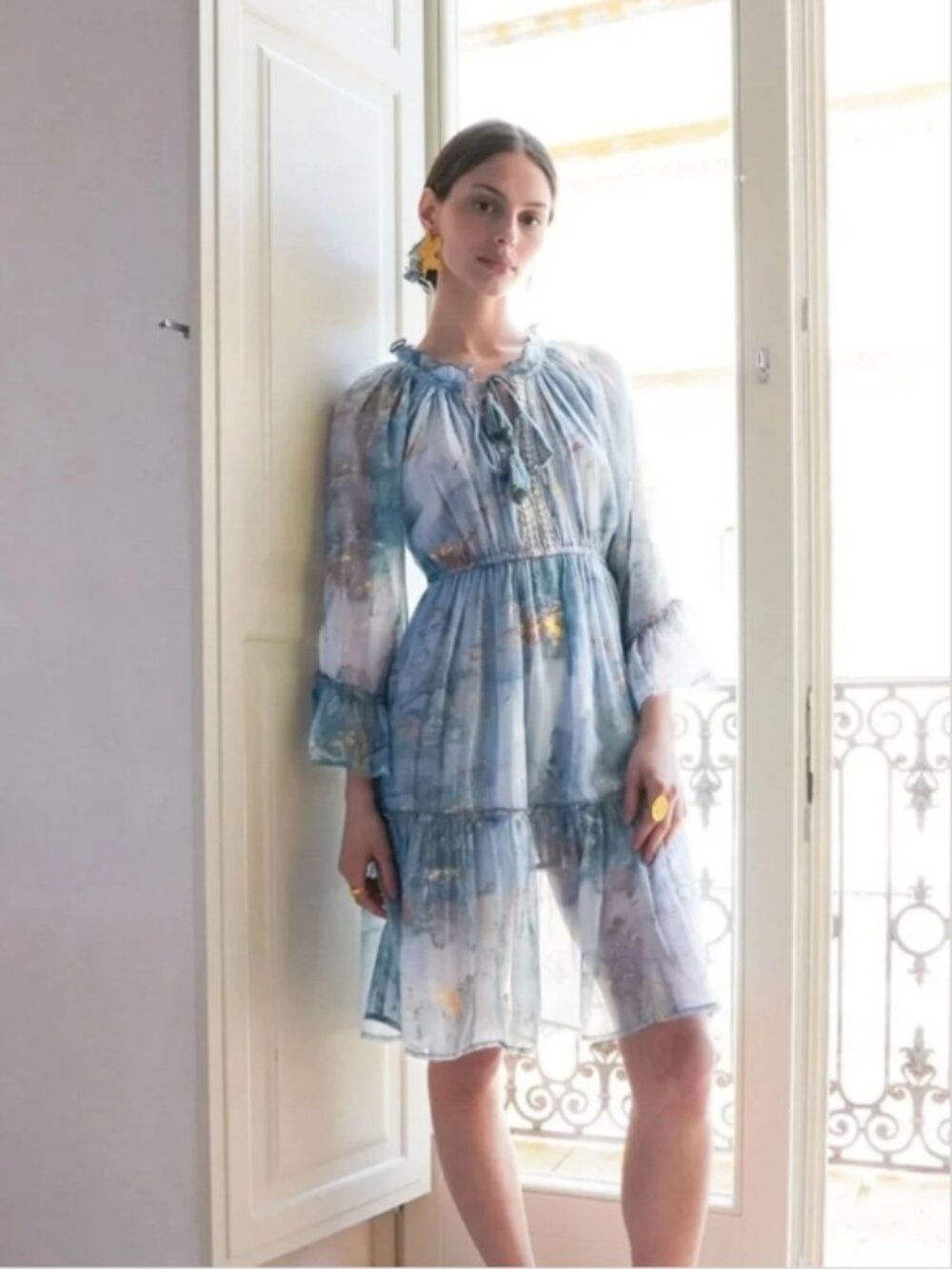 NWT Debbie Katz South Beach Chiffon Dream Sequin Embellished Blue CoverUp Dress